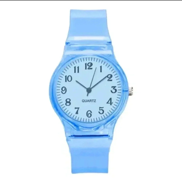 Round Easy Read Watch Simple Transparent Strap Electronic Watch Trendy ..NWT - Picture 3 of 4